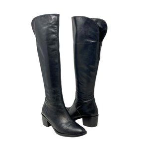 Lavorazione Etigiana Black Leather Knee High Tall Riding Boots - Size 7.5